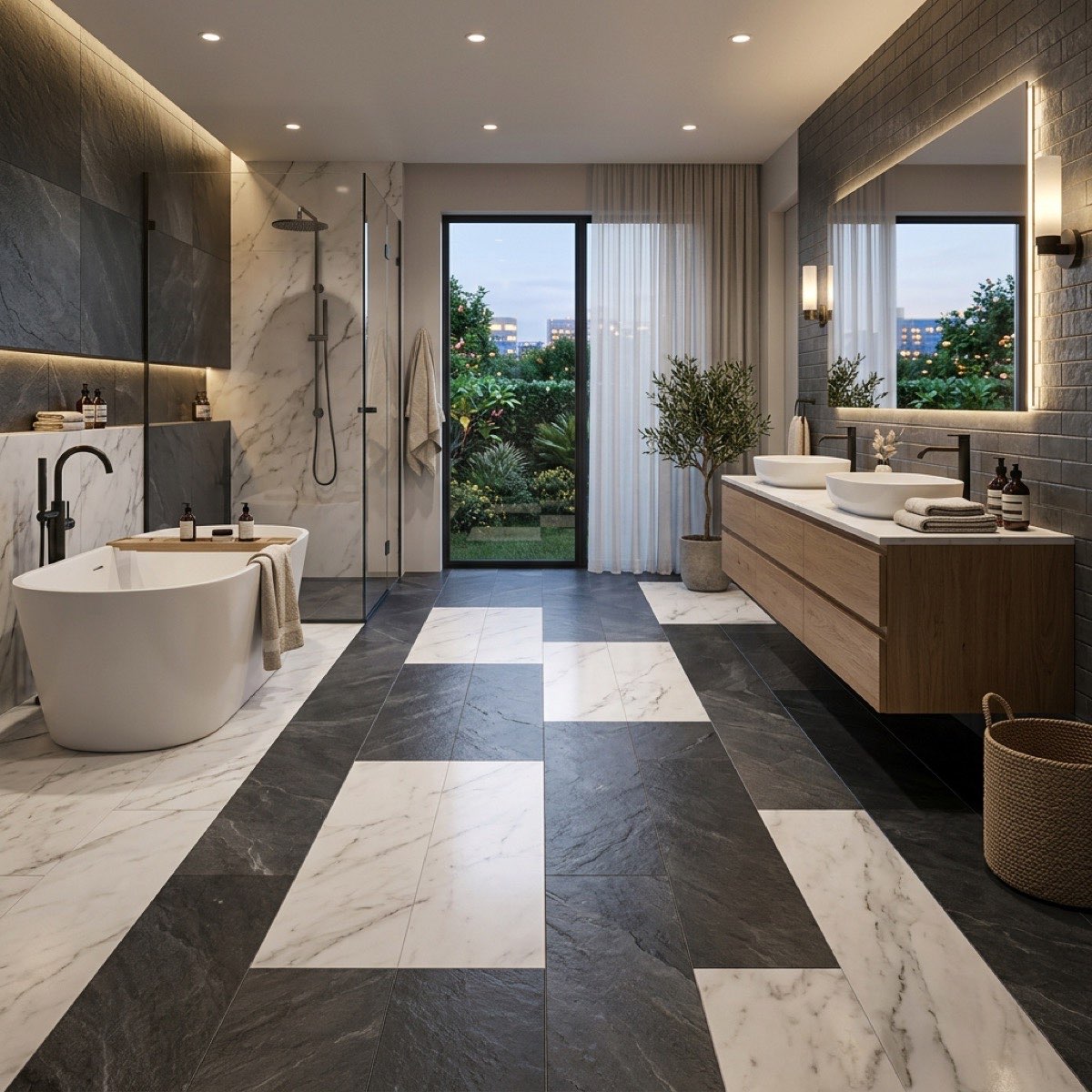 Marble and slate look luxury vinyl flooring
