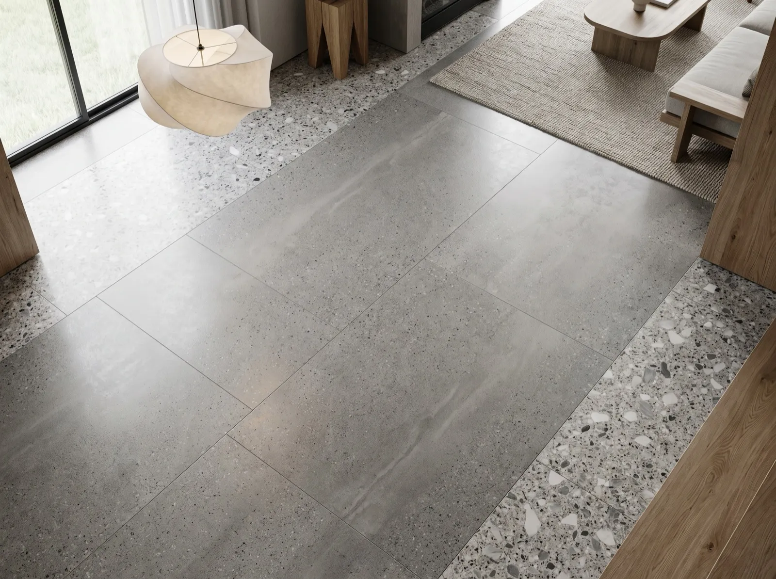 Concrete look vinyl flooring