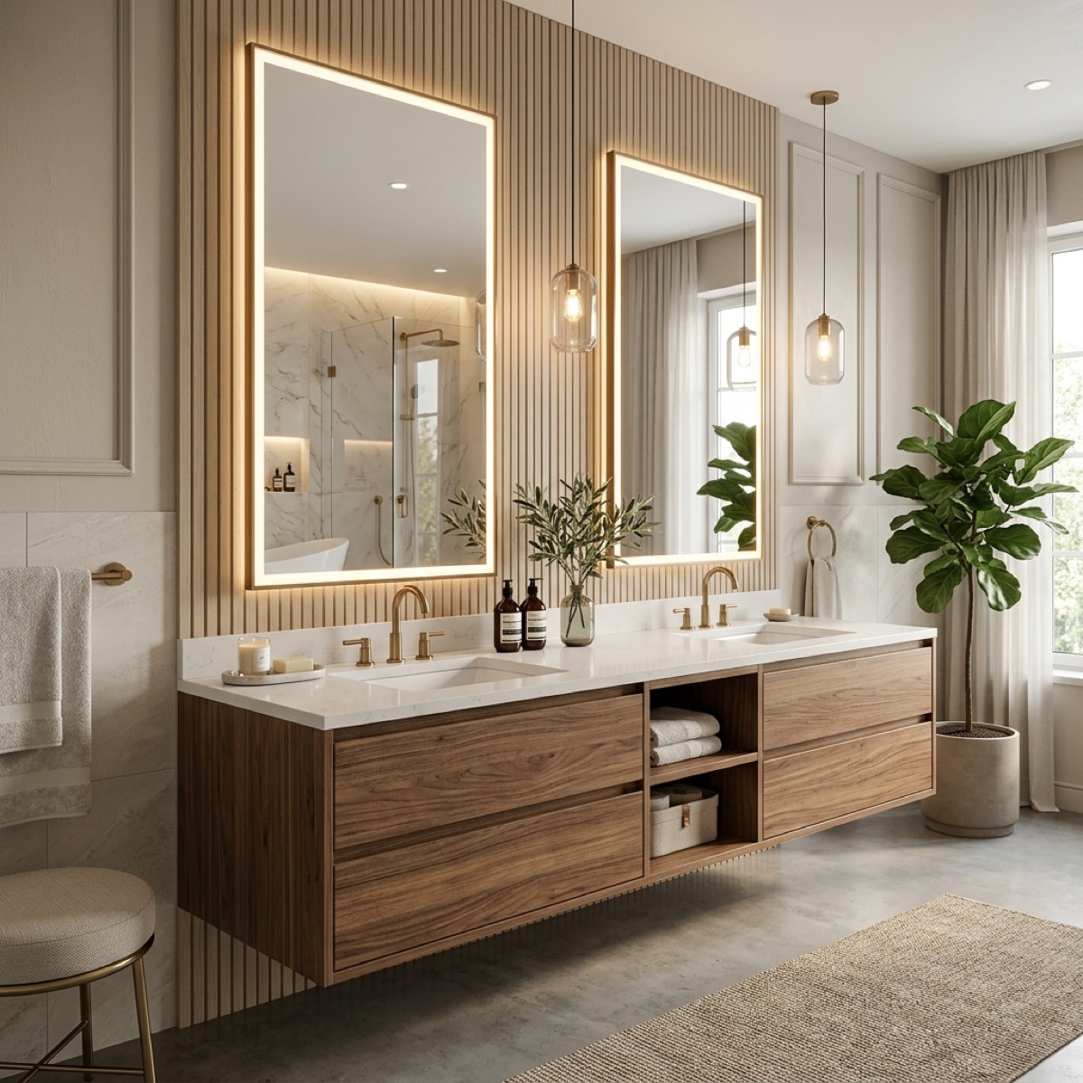 Modern floating bathroom vanity