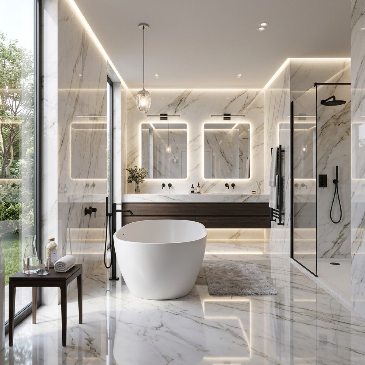 UV marble bathroom panels