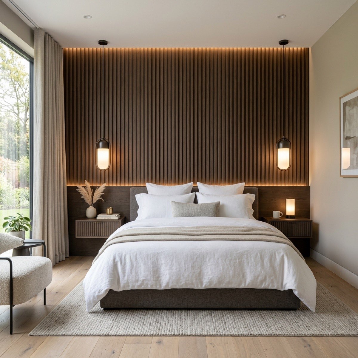 WPC panels bedroom headboard wall