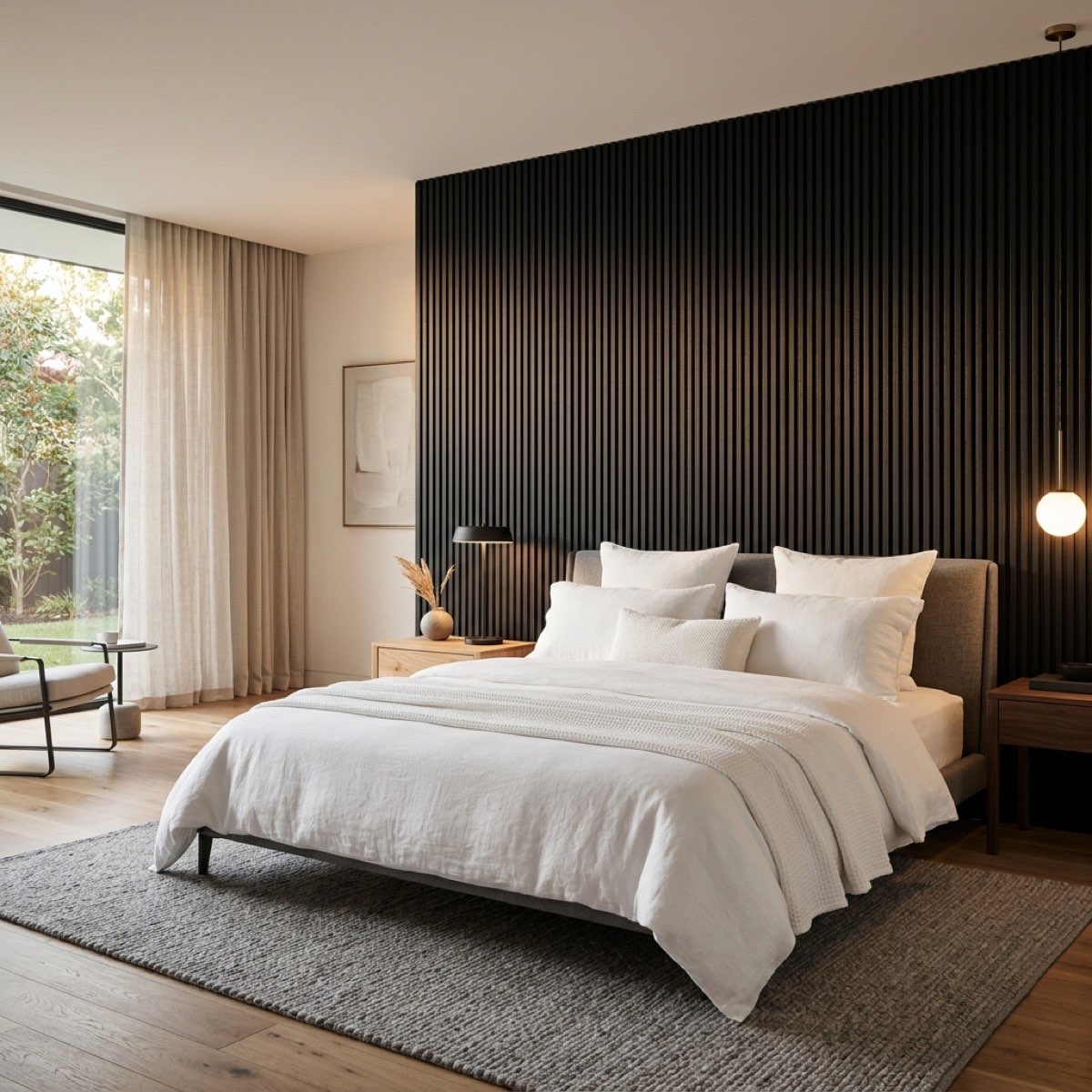 WPC fluted panels bedroom