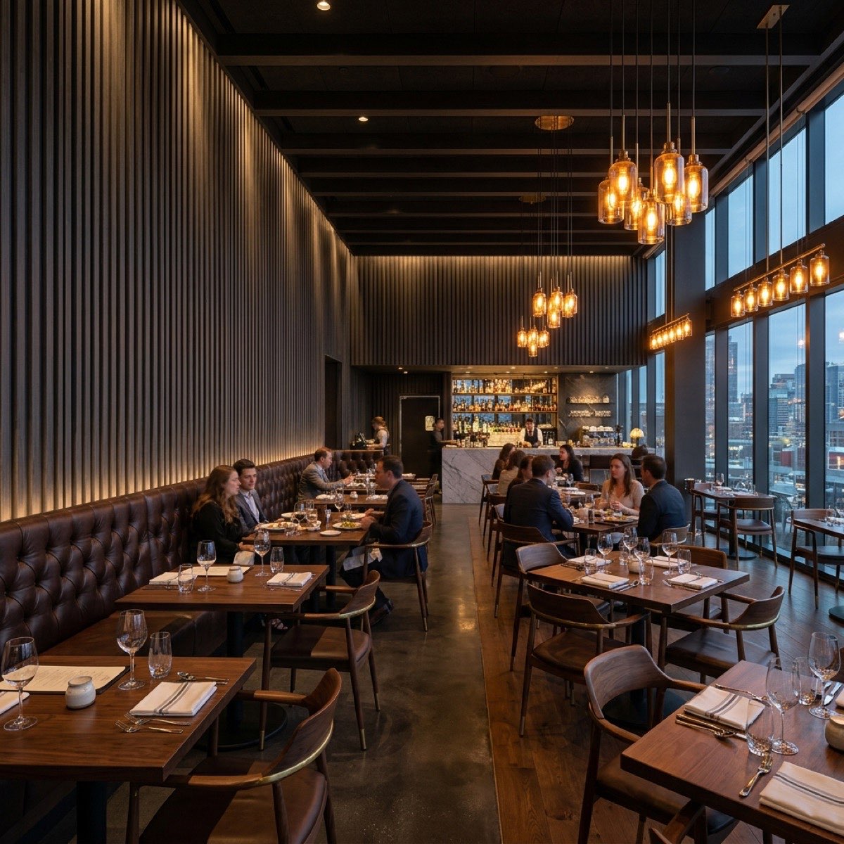 WPC panels commercial restaurant wall